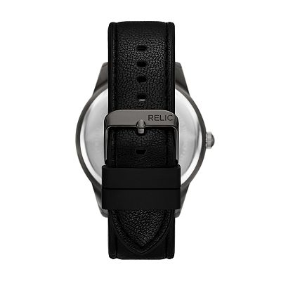 Ancient ブラックメタル　BLACKL Amazon.com: Fenmore Midsize Multifunction Black Leather Watch