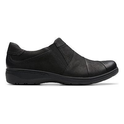 (取寄) クラークス レディース カーリー アビー Clarks women Carleigh Abby Black Nubuck Clarks® Carleigh Abby Women's Nubuck Slip-On Casual Shoes