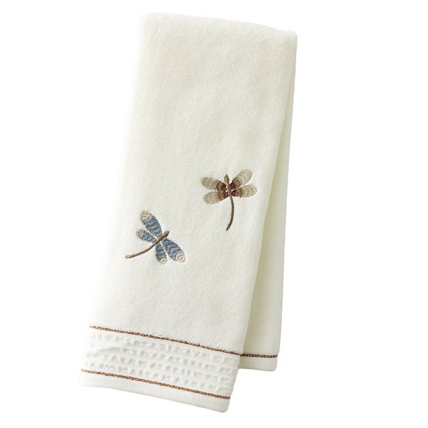 DRAGONFLY SPRING OVAL NEW DESIGN EMBROIDERED SET 2 BATHROOM HAND TOWELS by laura 
