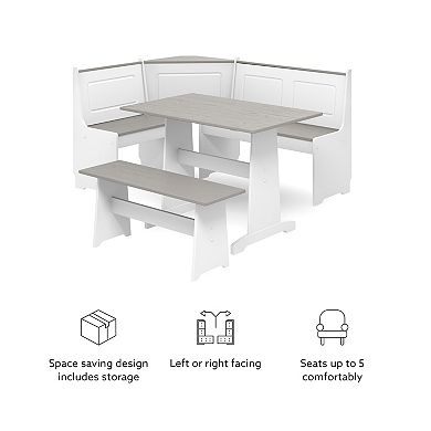 Linon Ardmore Nook Eat-In Kitchen Table & Bench 5-piece Set