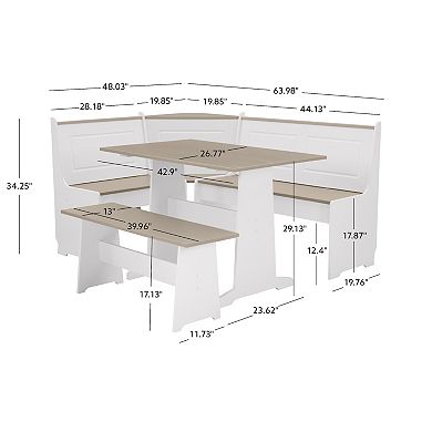 Linon Ardmore Nook Eat-In Kitchen Table & Bench 5-piece Set