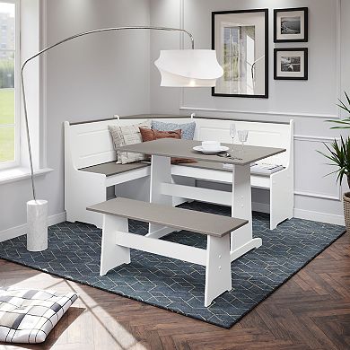 Linon Ardmore Nook Eat-In Kitchen Table & Bench 5-piece Set