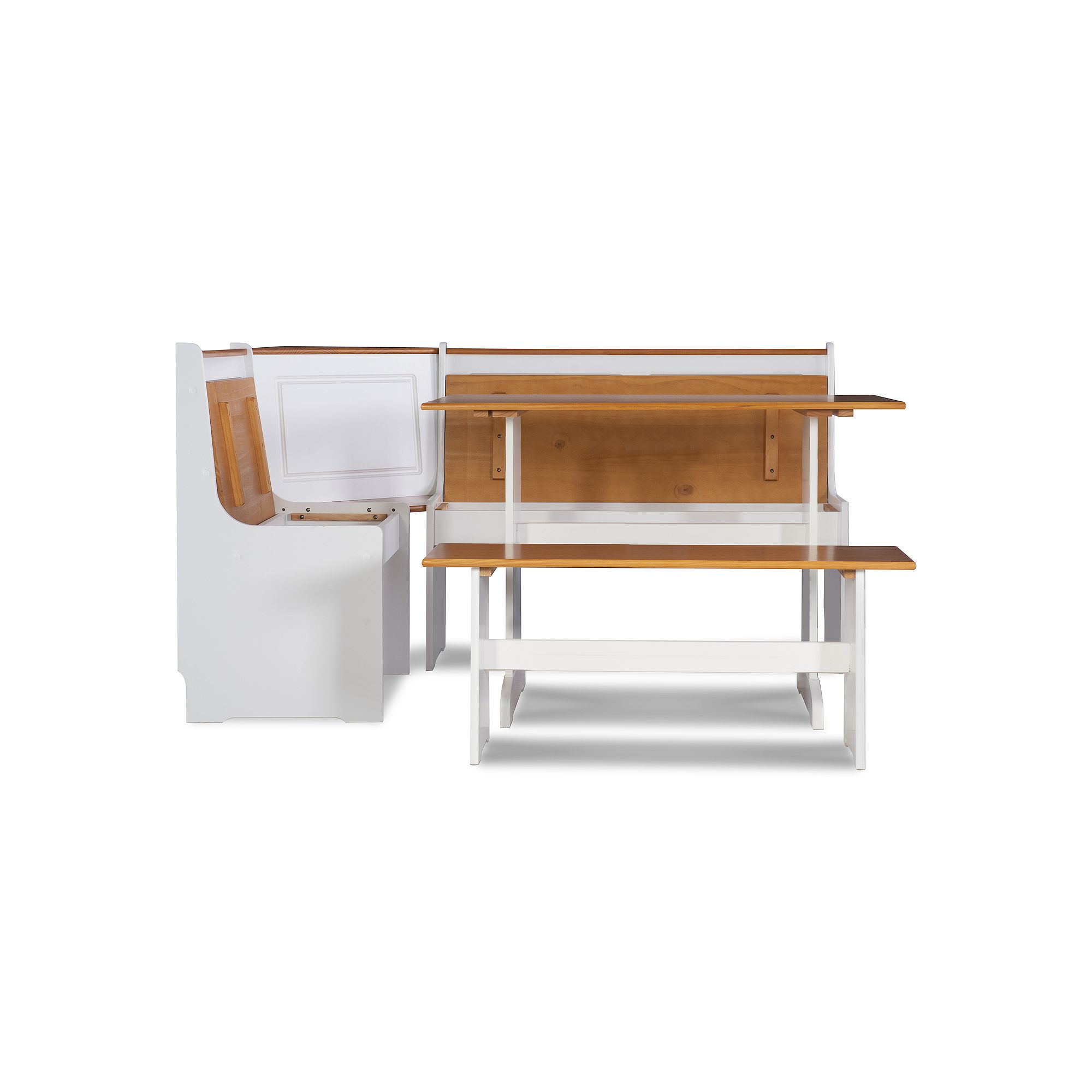 Linon Ardmore Nook Eat-In Kitchen Table & Bench 5-piece Set, White