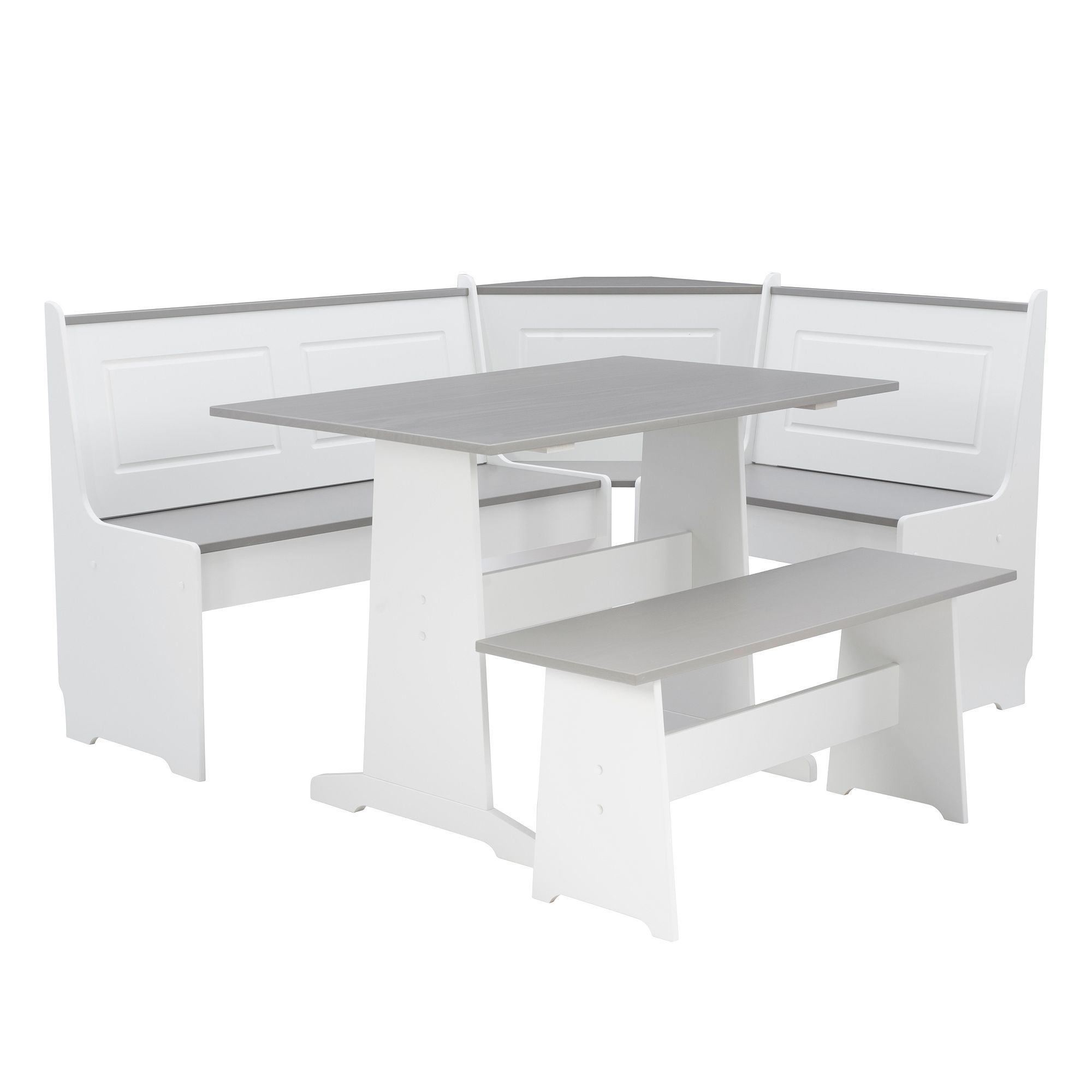 Linon Ardmore Nook Eat-In Kitchen Table & Bench 5-piece Set, White Gray