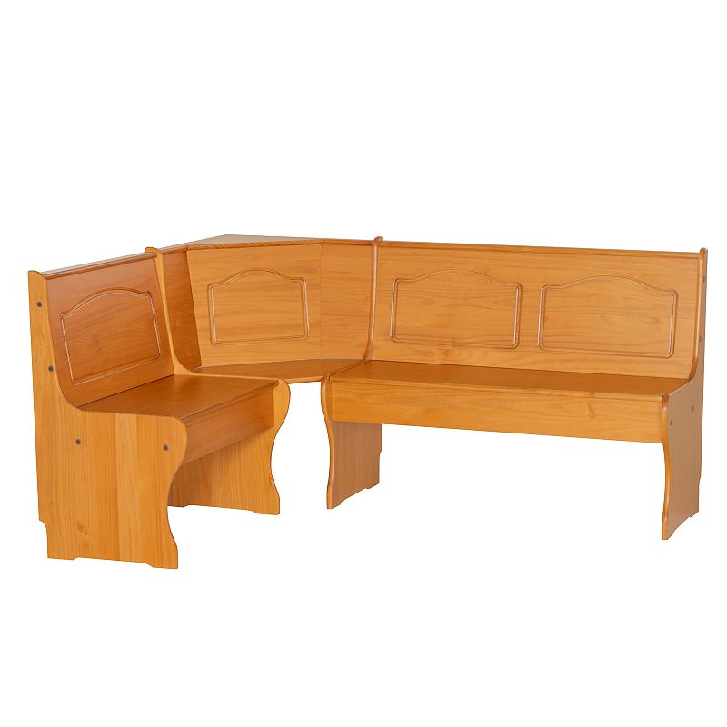 Chelsea Traditional Wood Farmhouse Breakfast Nook Corner Unit Honey - Linon