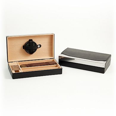 Leather Cigar Humidor and Cutter Set