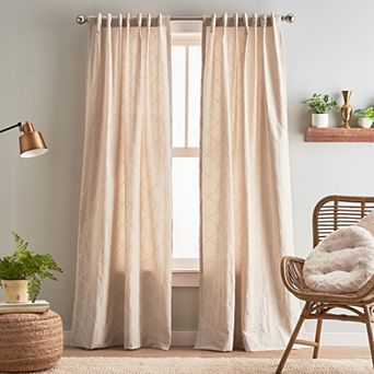 Peri Mallorca Embroidery Backtab 2-panel Window Curtain Set