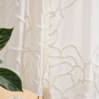 Peri Chenille Rose Poletop Winter 1-panel Window Curtain