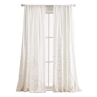 Peri Chenille Rose Poletop Winter 1-panel Window Curtain