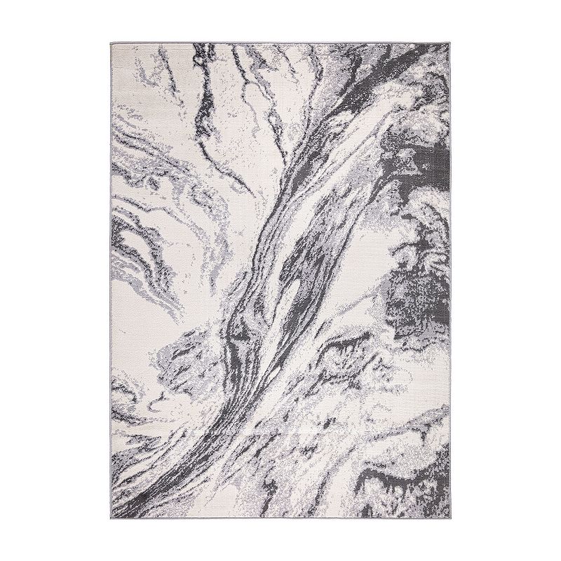 World Rug Gallery Abstract Marble Design Rug, Grey, 8X10 Ft