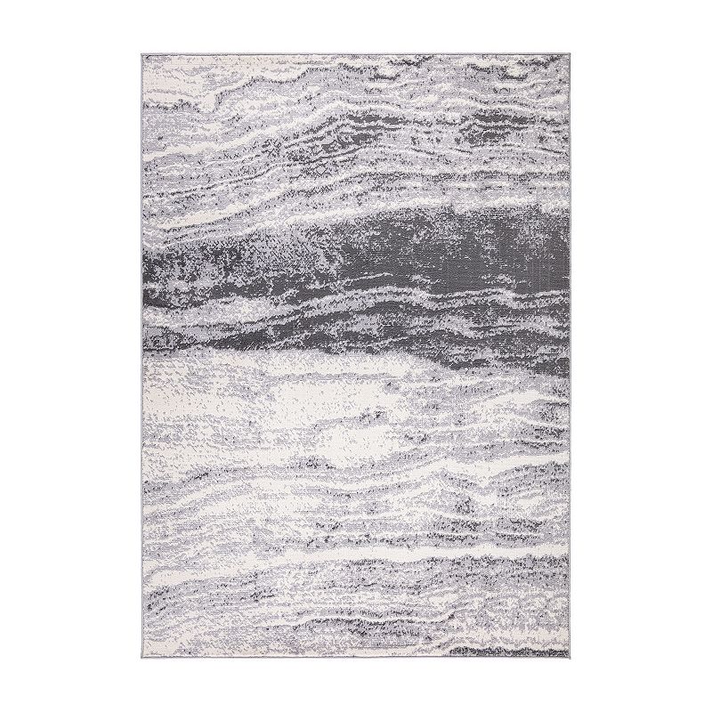 World Rug Gallery Abstract Swirl Design Rug, Grey, 5X7 Ft