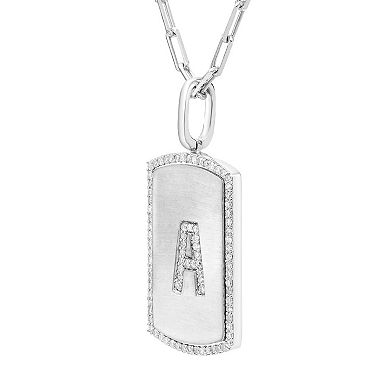 It's Personal Initial Sterling Silver & 1/4 Carat T.W. Diamond Dog Tag Necklace