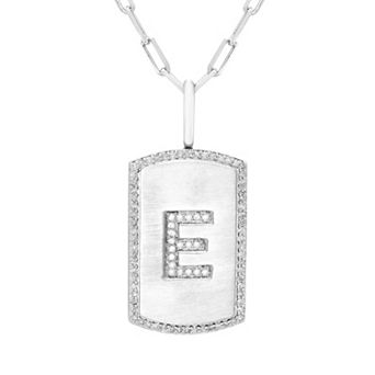 It's Personal Initial Sterling Silver & 1/4 Carat T.W. Diamond Dog Tag Necklace