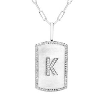 It's Personal Initial Sterling Silver & 1/4 Carat T.W. Diamond Dog Tag Necklace