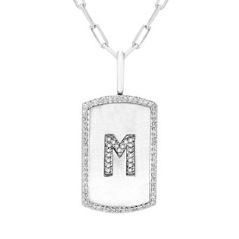 It's Personal Initial Sterling Silver & 1/4 Carat T.W. Diamond Dog Tag Necklace