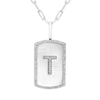 It's Personal Initial Sterling Silver & 1/4 Carat T.W. Diamond Dog Tag Necklace