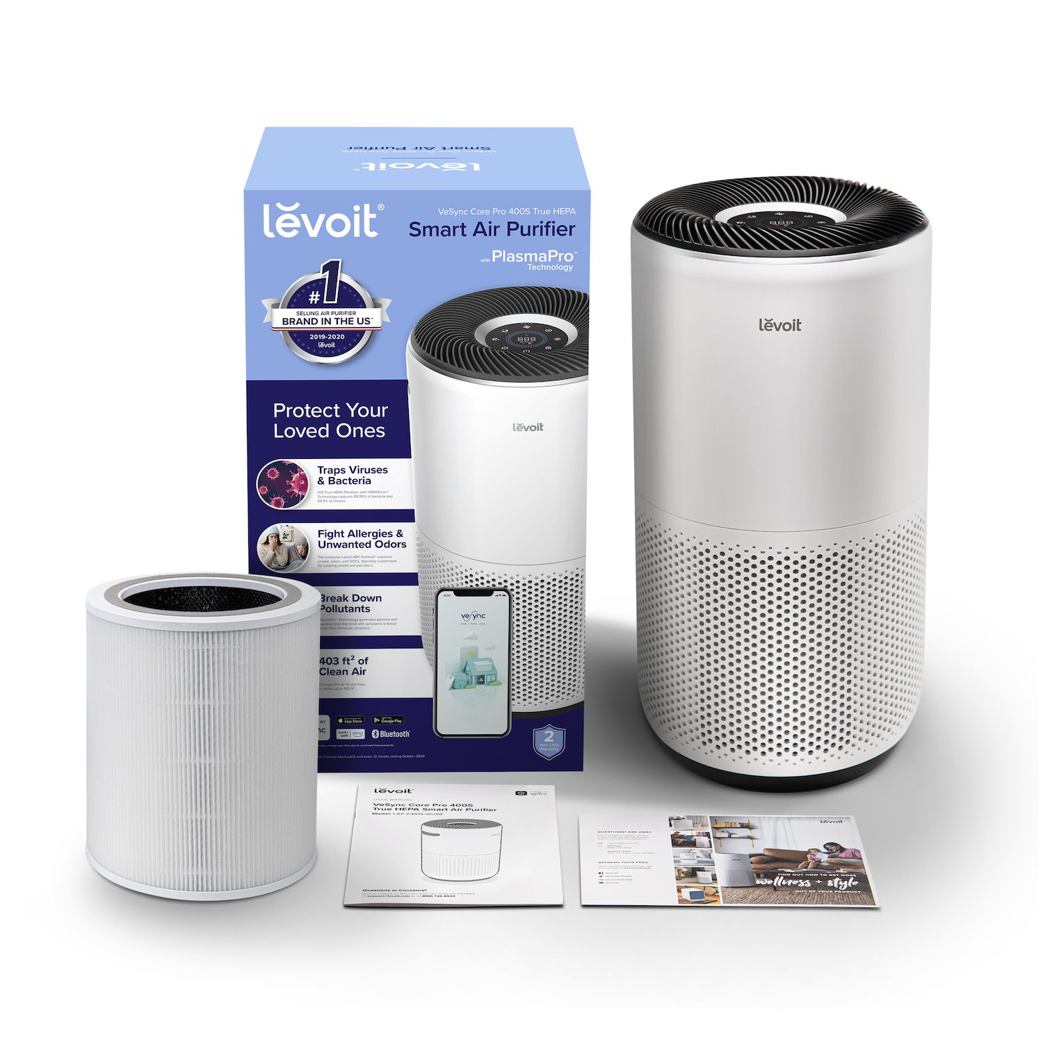 Levoit Core 400S Air Purifier Filter Replacement, LRF C401S P WUS White US Standard