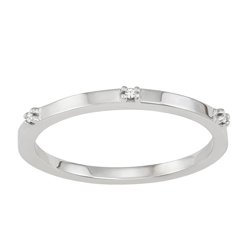 Charles & Colvard 14k White Gold Lab-Created Moissanite Accent Stackable Ri