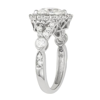 Charles & Colvard 14k White Gold 1 3/4 Carat T.W. Lab-Created Moissanite Heart Halo Engagement Ring