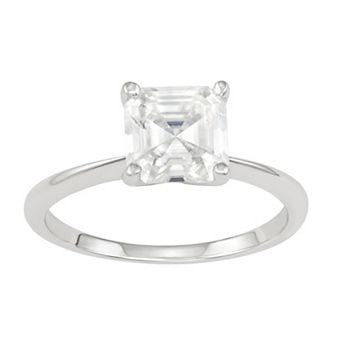 Charles & Colvard 14k White Gold 2 1/5 Carat T.W. Lab-Created Moissanite Asscher-Cut Solitaire Engagement Ring