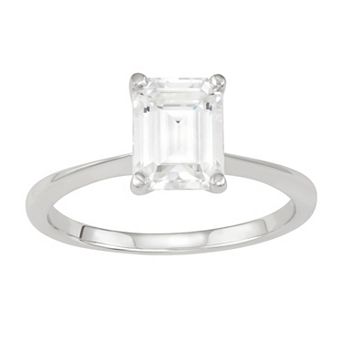 Charles & Colvard 14k White Gold 2 1/2 Carat T.W. Lab-Created Moissanite Emerald-Cut Solitaire Engagement Ring