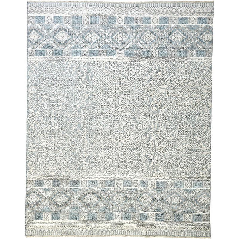 Weave & Wander Eckhart Nomadic Diaimond Pattern Rug, Blue, 2X3 Ft