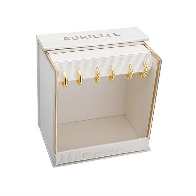 Aurielle 18k Gold Flash Plated Hoop Trio Earring Set