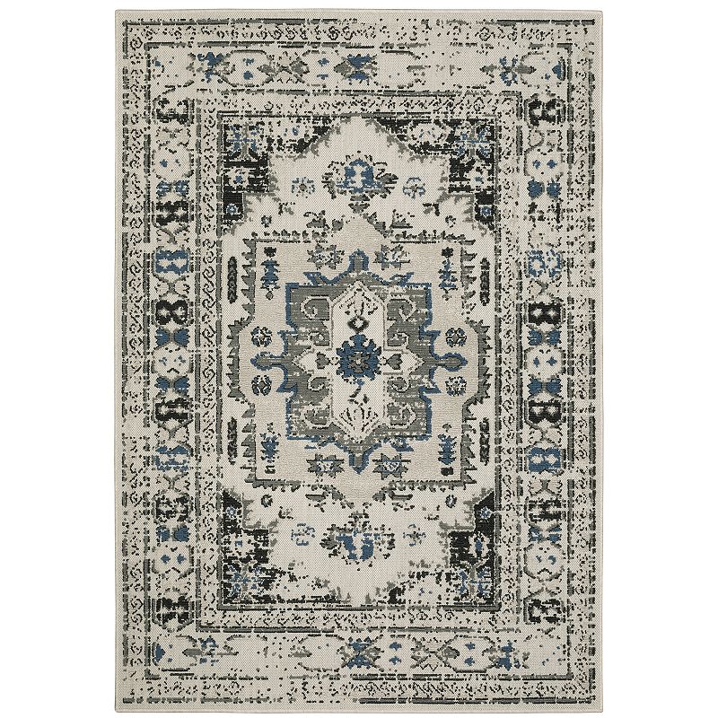 StyleHaven Trevor Center Medallion Indoor Outdoor Rug, Beig/Green, 10X13 Ft