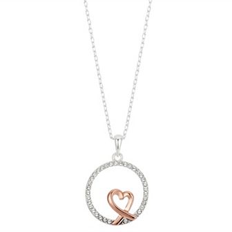 Brilliance Two Tone Crystal Heart Round Necklace