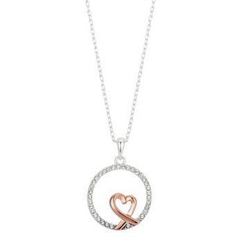 Brilliance Two Tone Crystal Heart Round Necklace