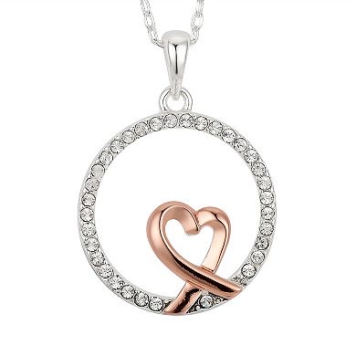 Brilliance Two Tone Crystal Heart Round Necklace