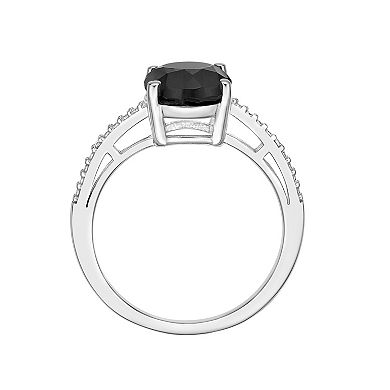 Gemminded Sterling Silver Black Onyx & Diamond Accent Ring