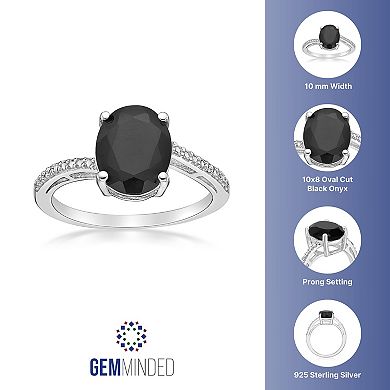 Gemminded Sterling Silver Black Onyx & Diamond Accent Ring