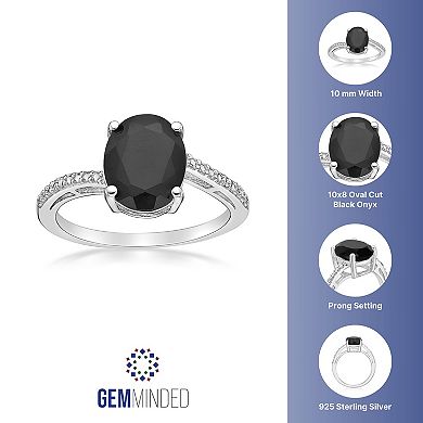 Gemminded Sterling Silver Black Onyx & Diamond Accent Ring