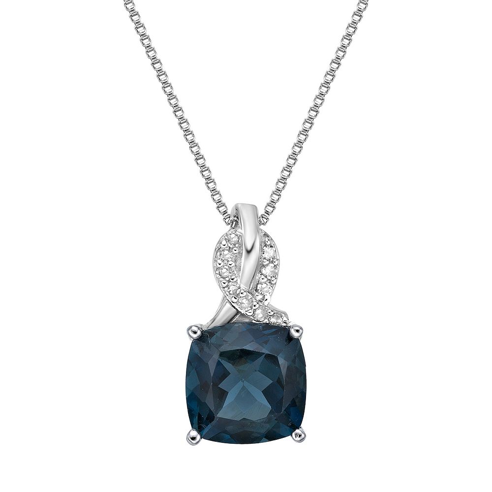 Gemminded Sterling Silver London Blue Topaz & Diamond Accent Pendant ...