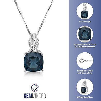 Gemminded Sterling Silver London Blue Topaz & Diamond Accent Pendant Necklace