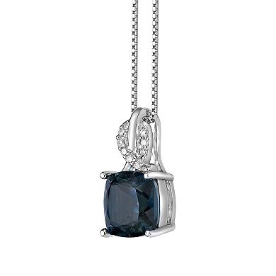 Gemminded Sterling Silver London Blue Topaz & Diamond Accent Pendant Necklace