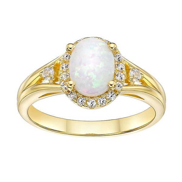 Gemminded 18k Gold Over Silver Lab-Created Opal & Lab-Created White ...