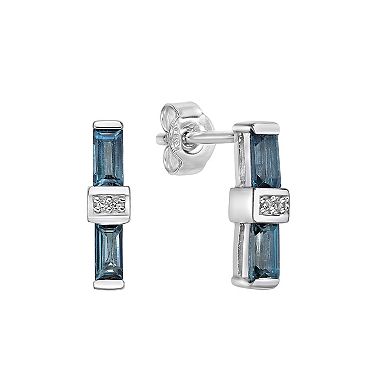 Gemminded Sterling Silver London Blue & White Topaz Earrings