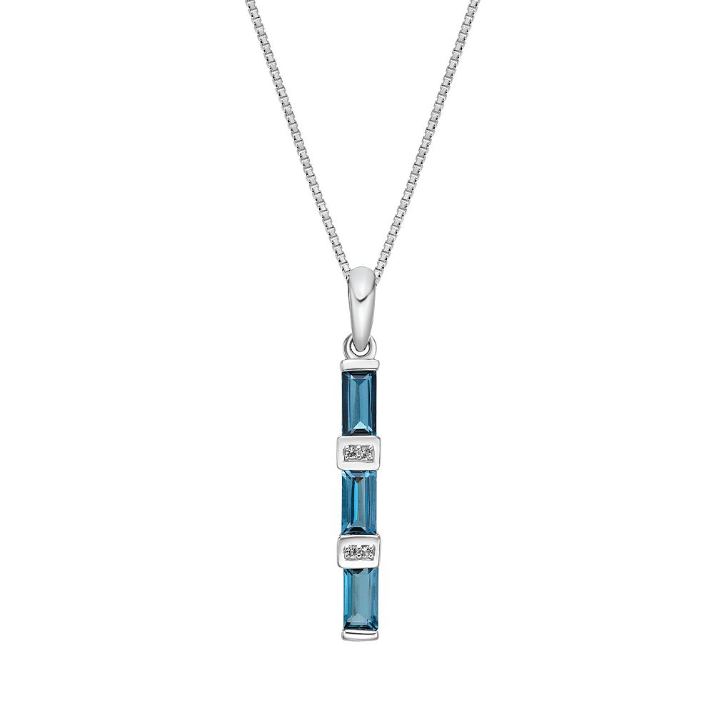 Gemminded Sterling Silver London Blue & White Topaz Pendant Necklace