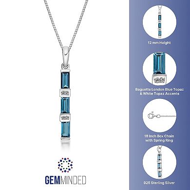 Gemminded Sterling Silver London Blue & White Topaz Pendant Necklace