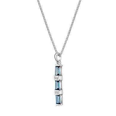 Gemminded Sterling Silver London Blue & White Topaz Pendant Necklace