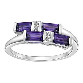 Gemminded Sterling Silver Amethyst & White Topaz Overlap Ring