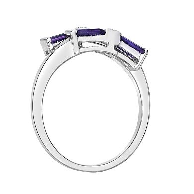 Gemminded Sterling Silver Amethyst & White Topaz Overlap Ring