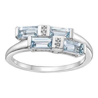 Gemminded Sterling Silver Aquamarine & White Topaz Overlap Ring