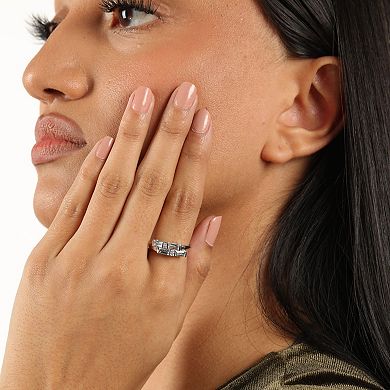 Gemminded Sterling Silver Aquamarine & White Topaz Overlap Ring