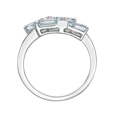 Gemminded Sterling Silver Aquamarine & White Topaz Overlap Ring