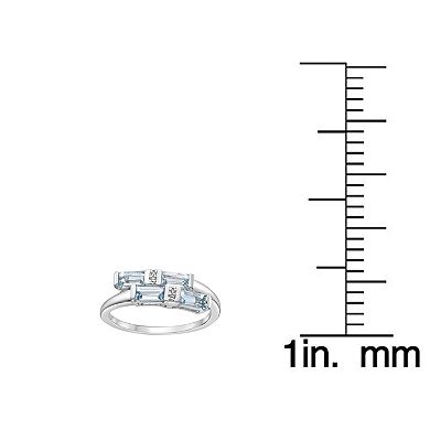 Gemminded Sterling Silver Aquamarine & White Topaz Overlap Ring