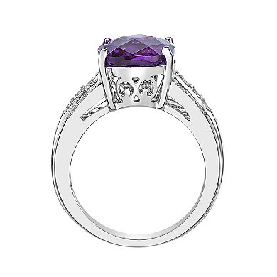 Gemminded Sterling Silver Lab-Created Alexandrite & Lab-Created White Sapphire Ring