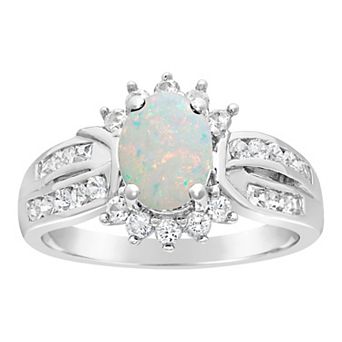 Gemminded Sterling Silver Lab-Created Opal & White Topaz Ring
